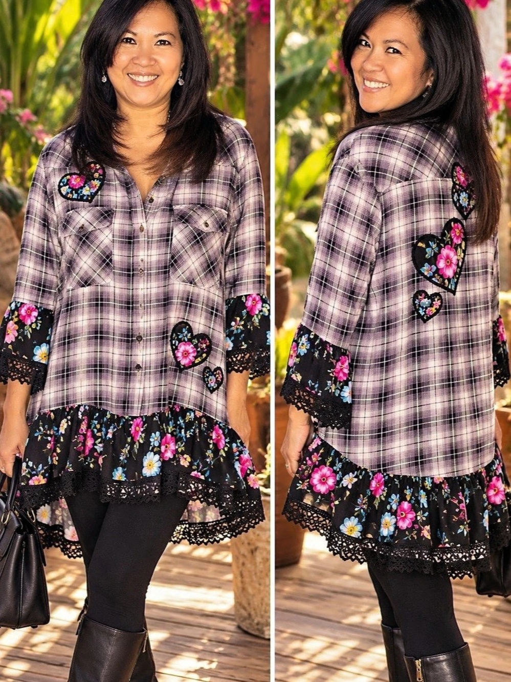 Second Chance by Aloha – NWT Upcycled Floral Flannel Shirt XL